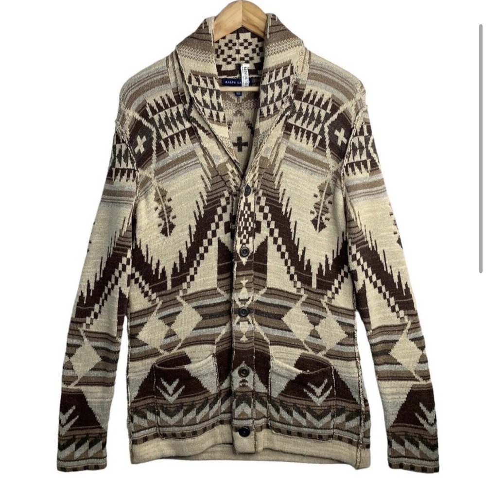 Vintage Ralph Lauren Sweater Mens Small Aztec Indian Shawl Navajo Southwestern